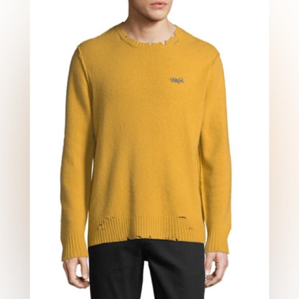 Ovadia & Sons Men's Leopard Distressed Sweater